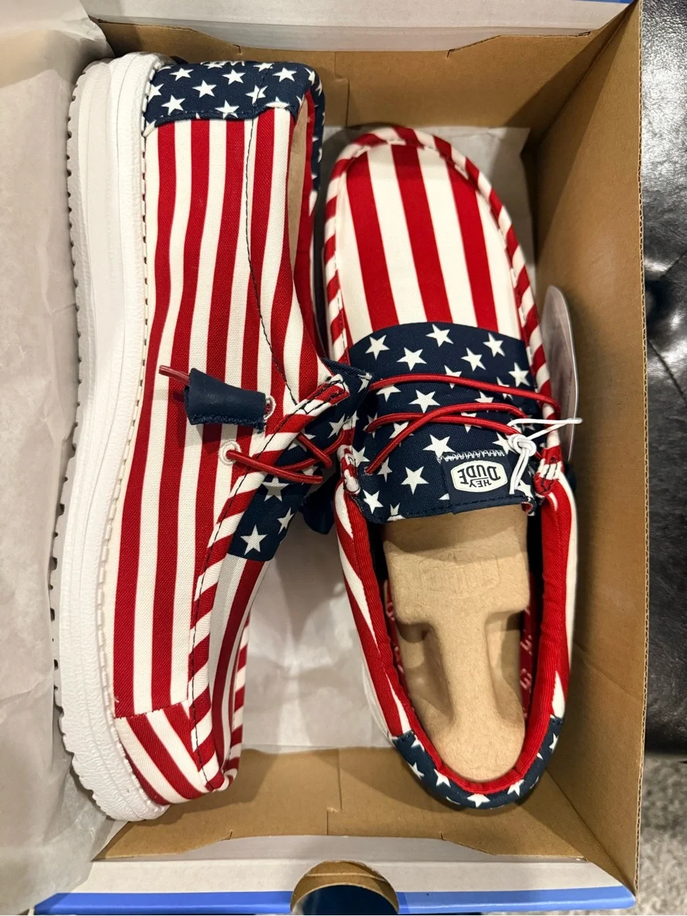 Hey Dude Wally Americana Boat Shoes - Blue/White